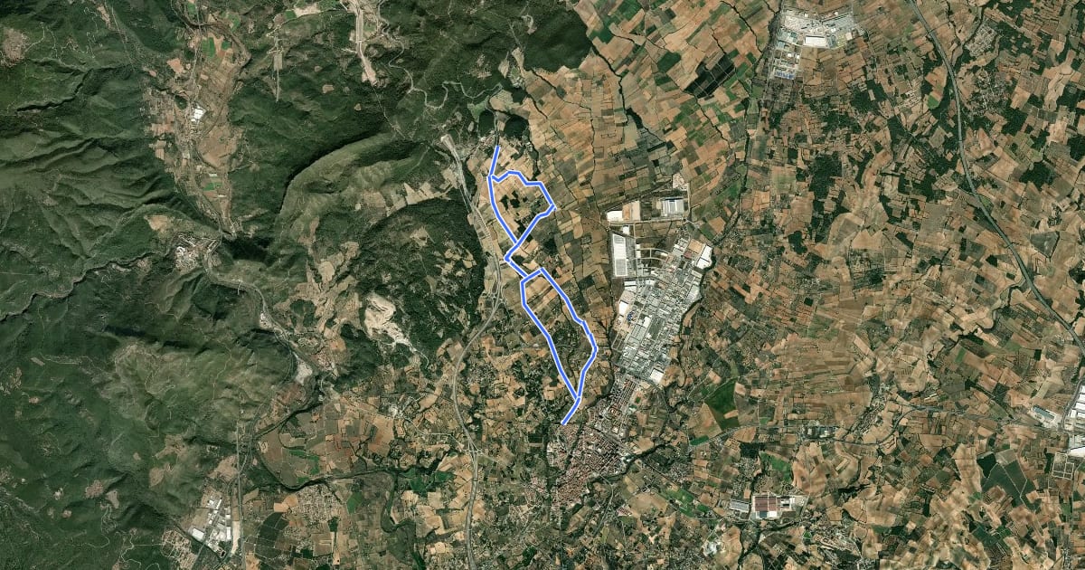 Маршрут Itinerari de Salut: Masmolets - Fontscaldes на спутниковом снимке