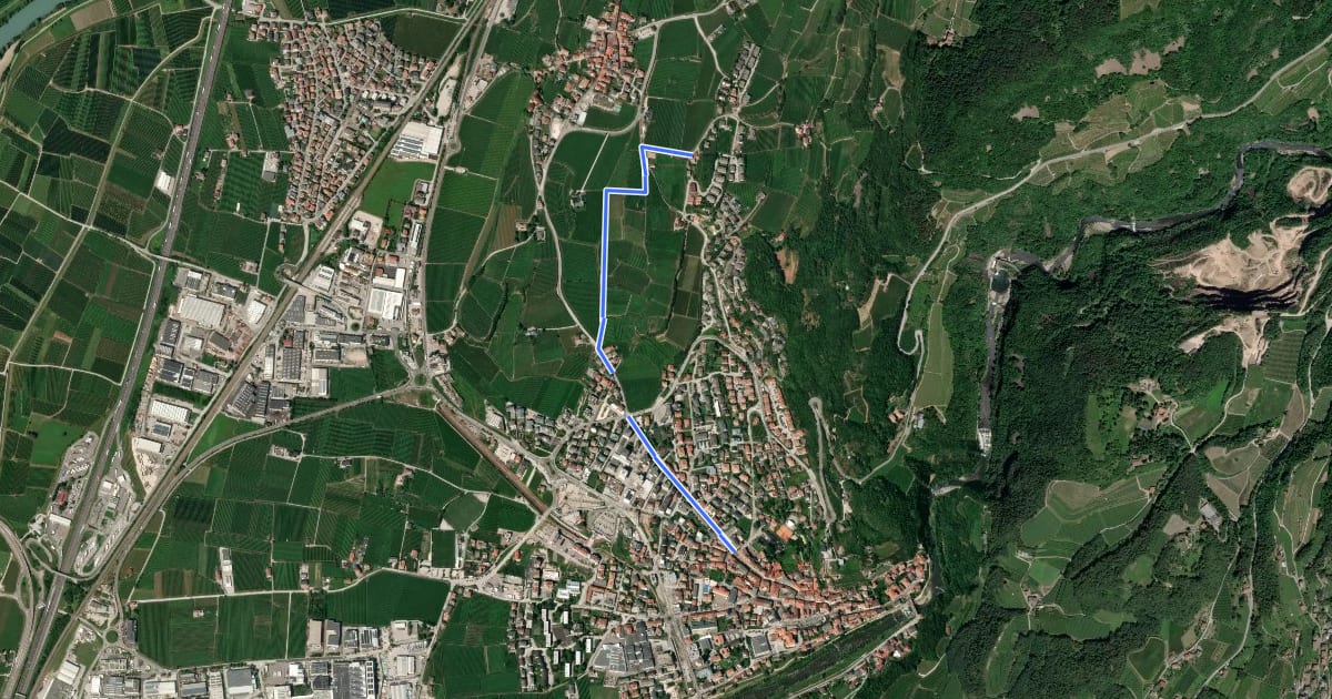 Маршрут Itinerario 1 Colline Avisiane на спутниковом снимке