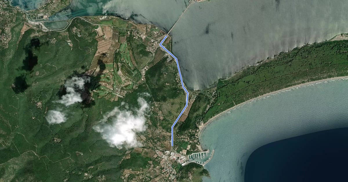 Маршрут Itinerario Ciclabile Orbetello Feniglia Porto Ercole на спутниковом снимке