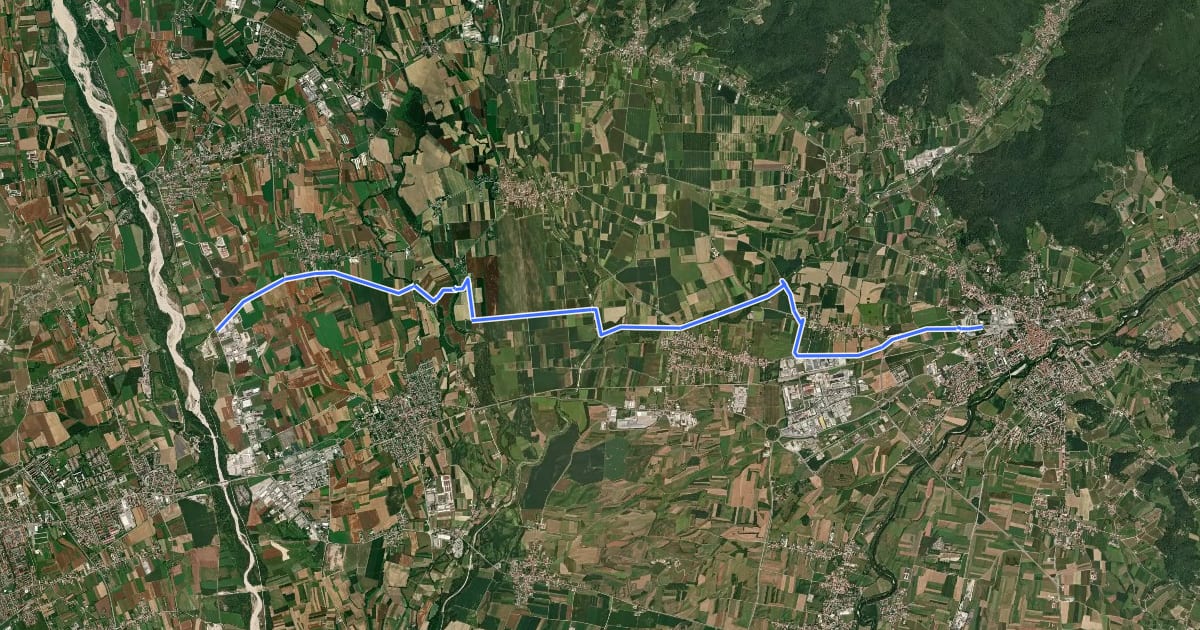 Маршрут Itinerario ciclabile provinciale Udine - Cividale - Stupizza на спутниковом снимке