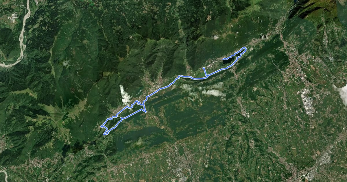 Маршрут Itinerario Cicloturistico delle Prealpi Trevigiane на спутниковом снимке