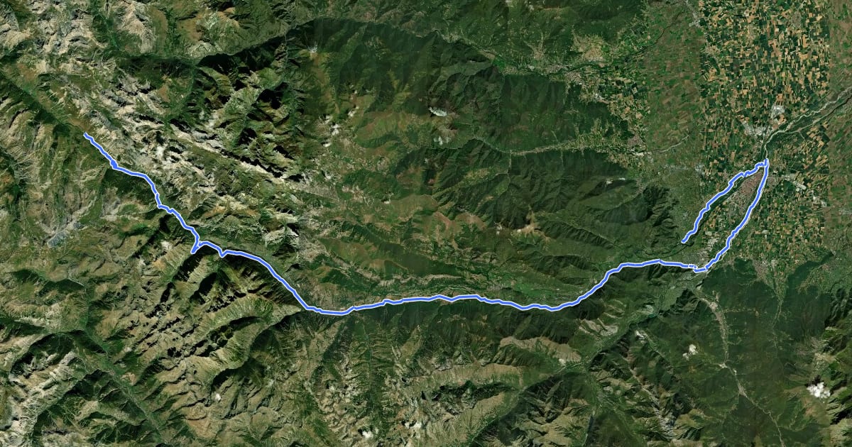 Маршрут Itinerario Cicloturistico Valle Stura на спутниковом снимке