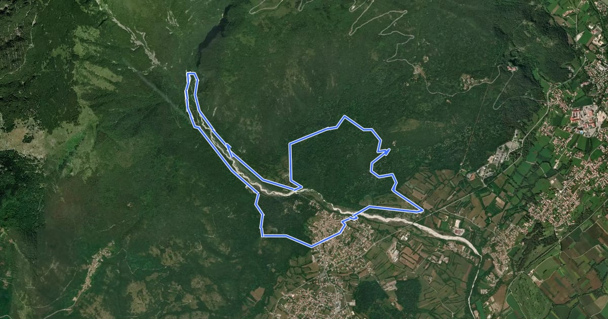 Маршрут Itinerario del Torrente Artugna на спутниковом снимке