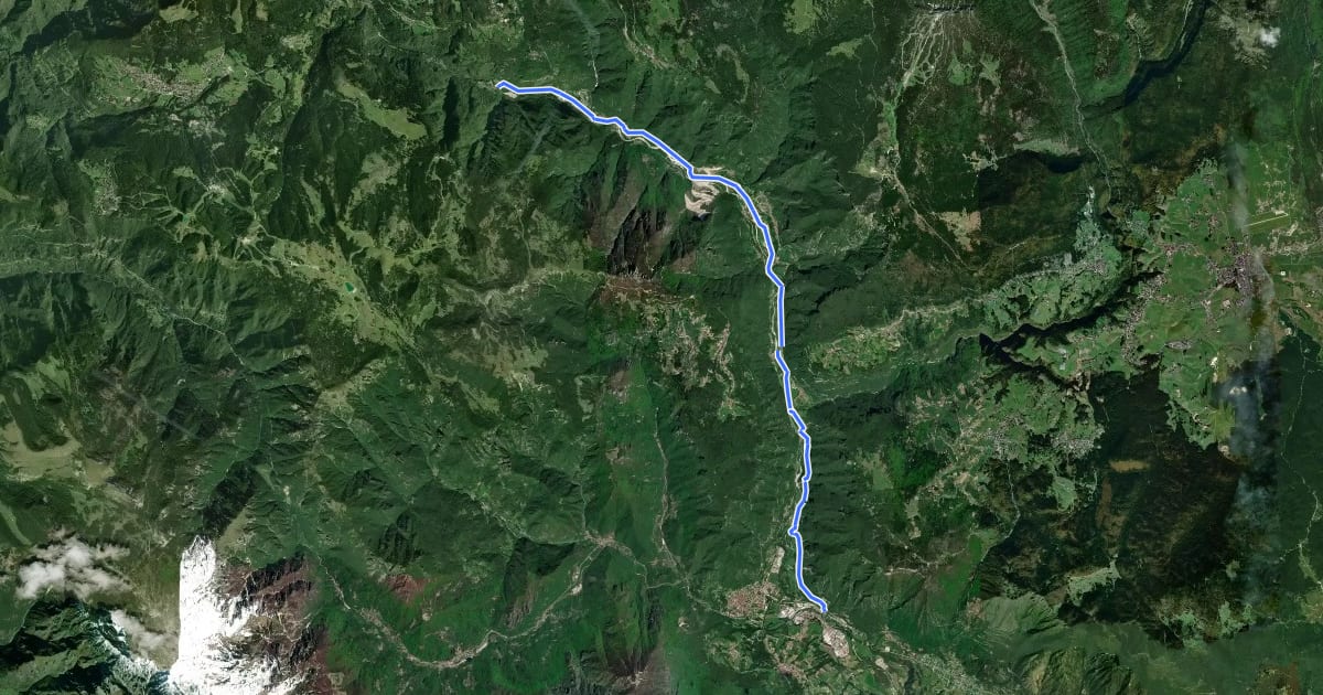Маршрут Itinerario Valle dell'Astico на спутниковом снимке
