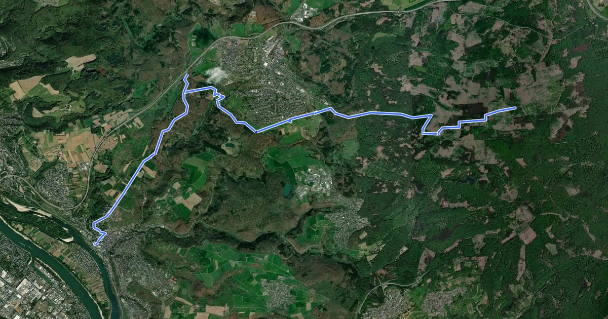 Маршрут [IV] HWW Westerwald Etappe 1 (Vallendar - Köppel) на спутниковом снимке