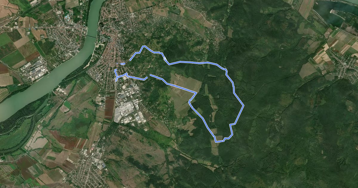 Маршрут IVV, kék (Esztergom, vá. – Vaskapu Th. – Barát- kút – Esztergom, vá.) на спутниковом снимке