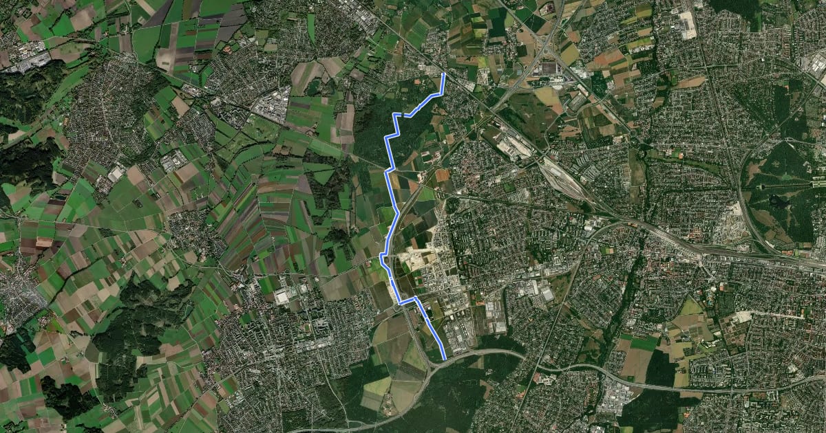 Маршрут IVV Rundweitwanderweg München Fünf-Seen-Land Etappe 2 Lochhausen-Planegg на спутниковом снимке