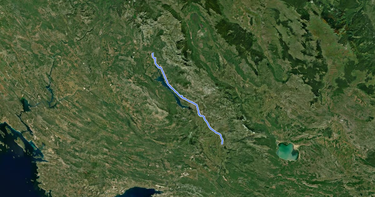 Маршрут Izvor Cetine - Peruća - Sinjsko polje на спутниковом снимке