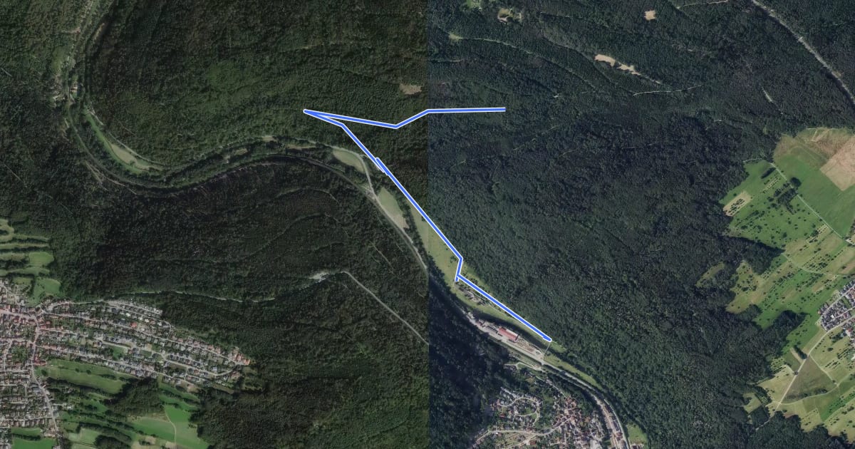 Маршрут Jägerhütte - Unterreichenbach Badeplatzbrücke на спутниковом снимке