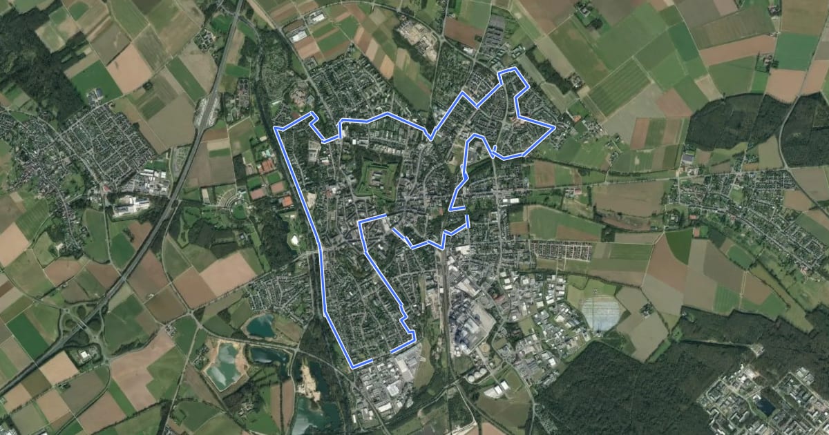 Маршрут Jülich Rundweg J1 на спутниковом снимке