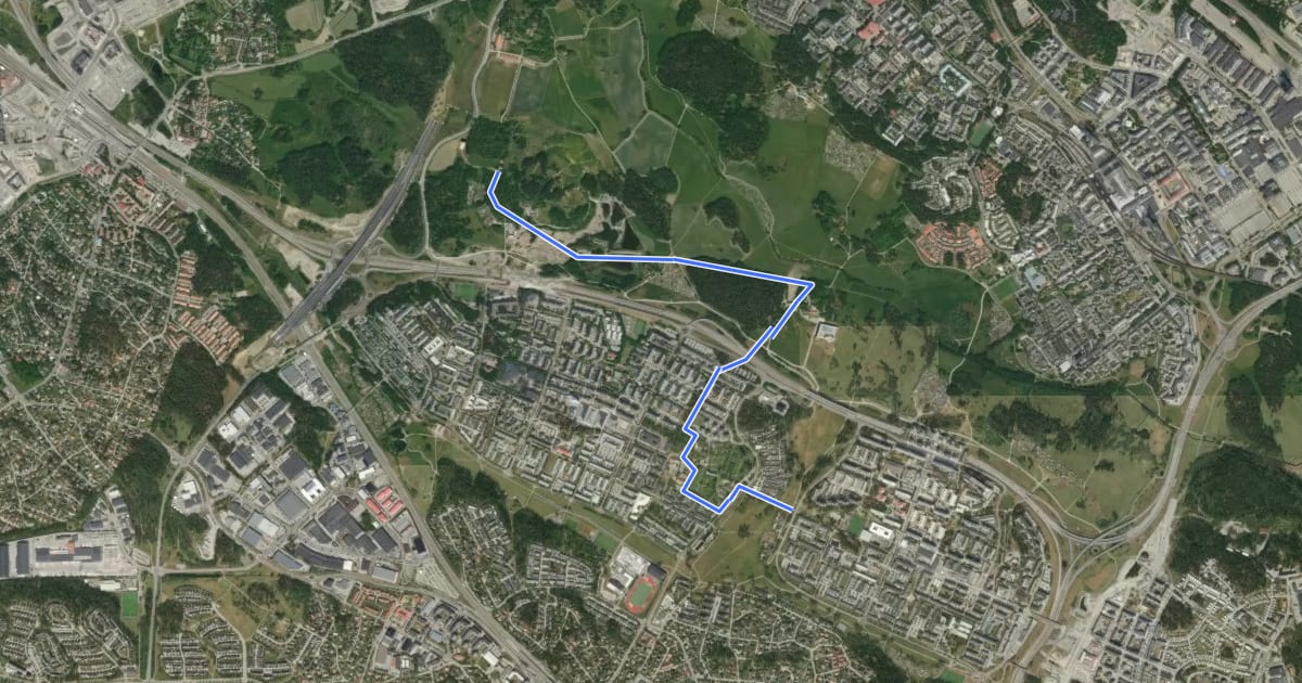 Маршрут Järva cykelled (13) на спутниковом снимке