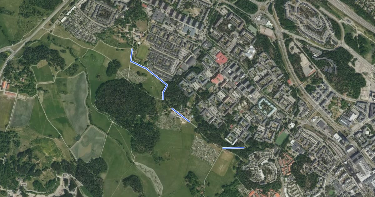 Маршрут Järva cykelled (15) на спутниковом снимке