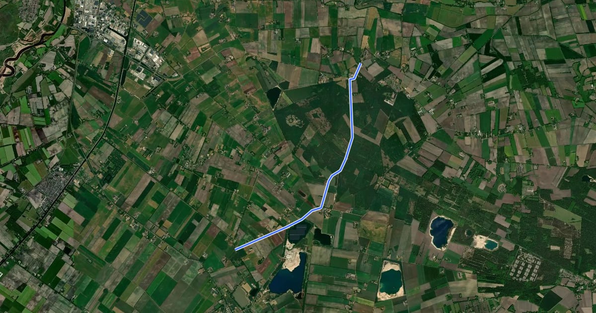 Маршрут J25-K65 на спутниковом снимке