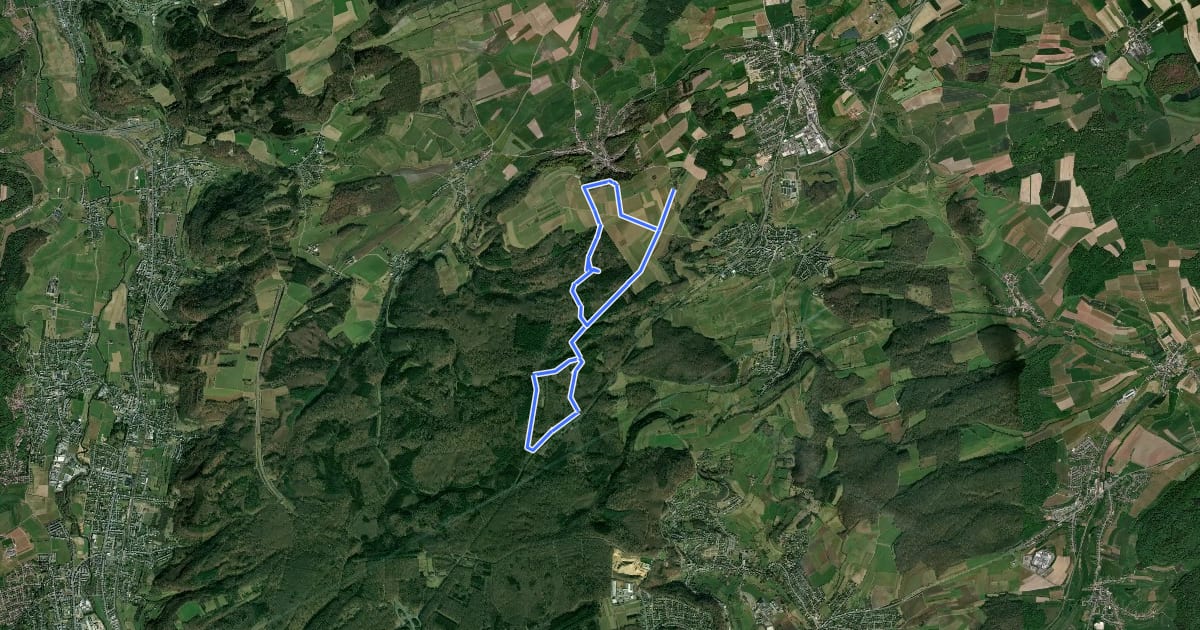 Маршрут J9 Sentier Biergerkräiz 10,5 km на спутниковом снимке