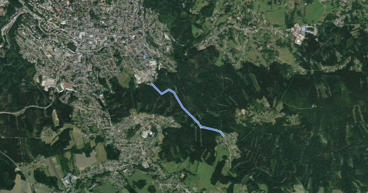 Маршрут [Ž] Jablonec n. N. - Dolní Černá Studnice на спутниковом снимке
