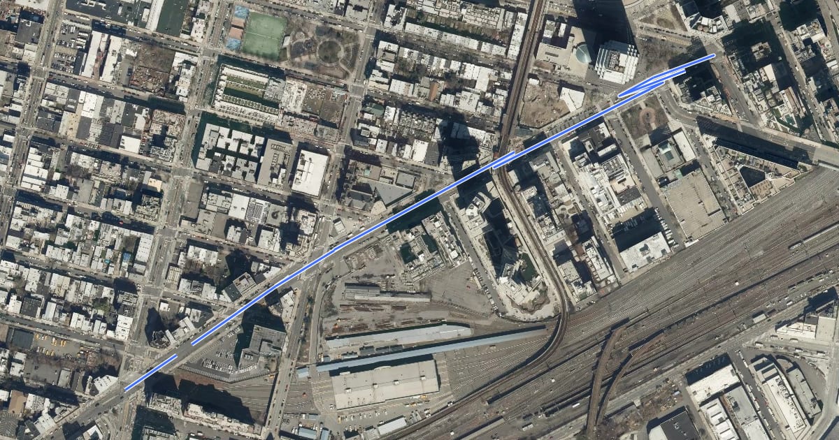 Маршрут Jackson Avenue (Proposed) на спутниковом снимке