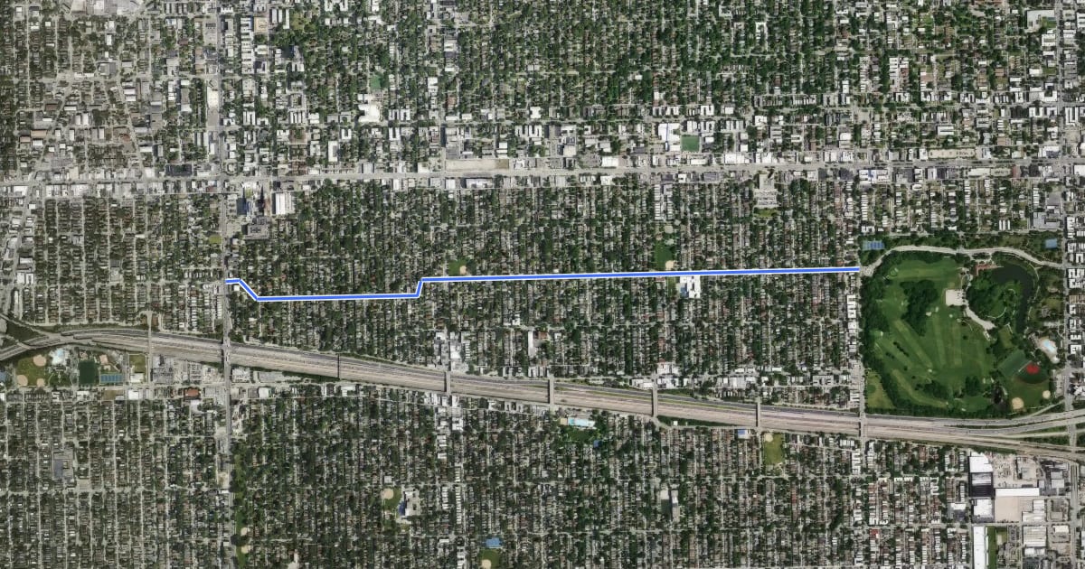 Маршрут Jackson Boulevard на спутниковом снимке