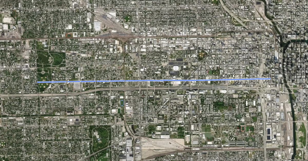 Маршрут Jackson Boulevard на спутниковом снимке