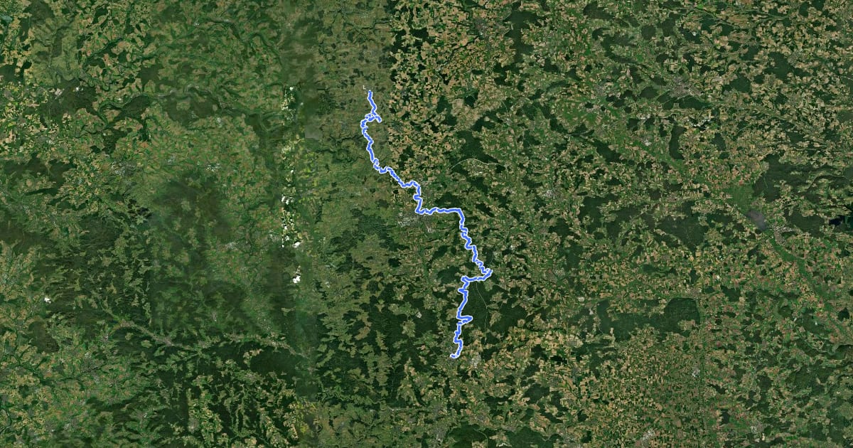 Маршрут Jagststeig на спутниковом снимке