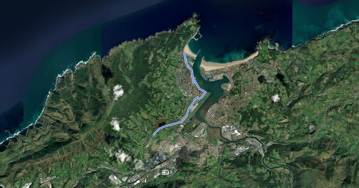 Маршрут Jaitzubia - Hondarribia на спутниковом снимке