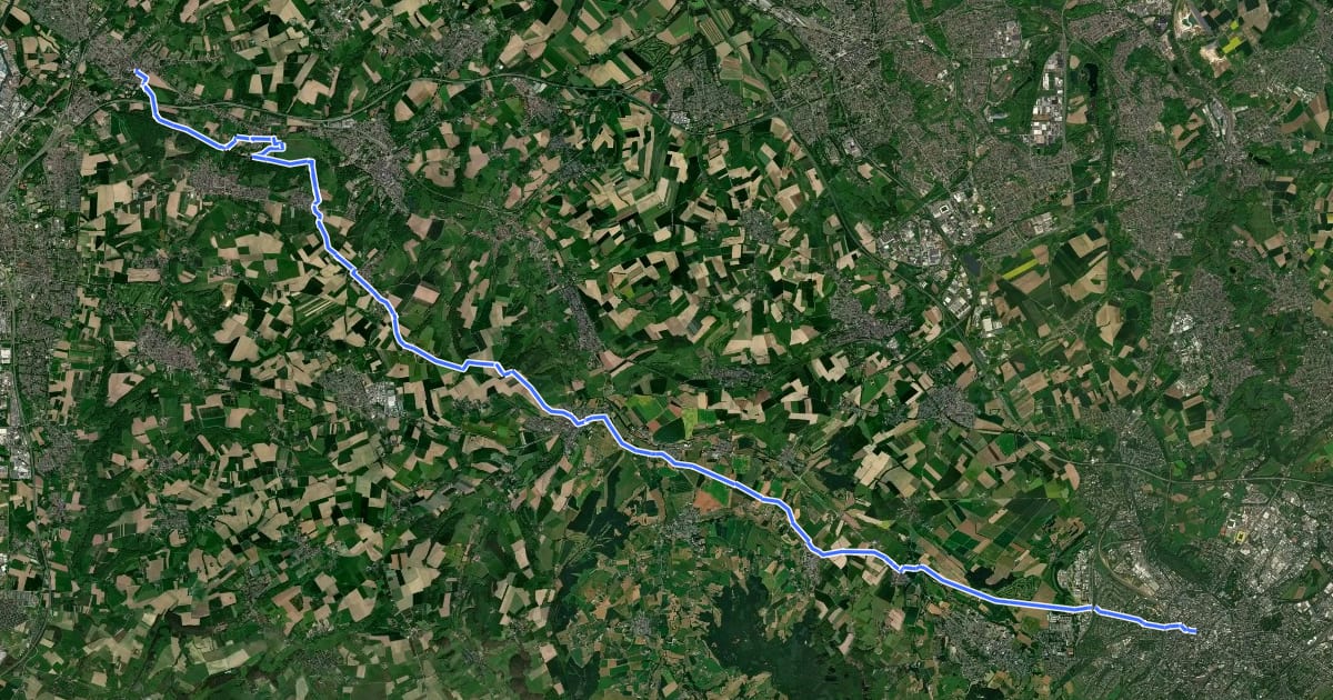 Маршрут Jakobs-Pilgerweg Aachen-Maastricht на спутниковом снимке