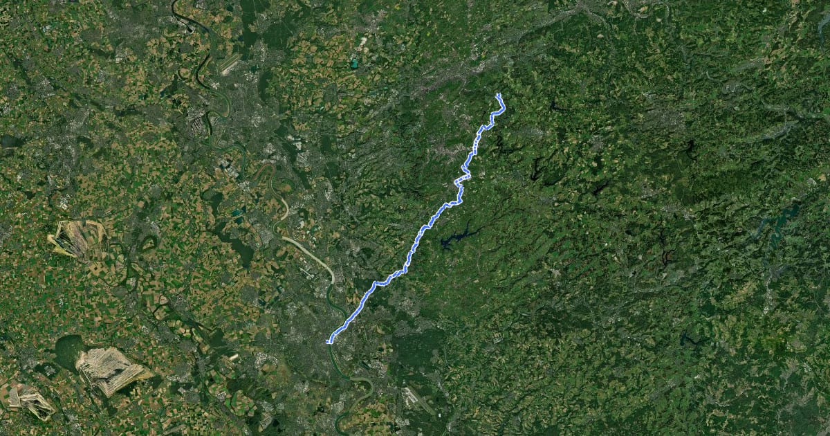 Маршрут Jakobs-Pilgerweg Beyenburg-Köln на спутниковом снимке