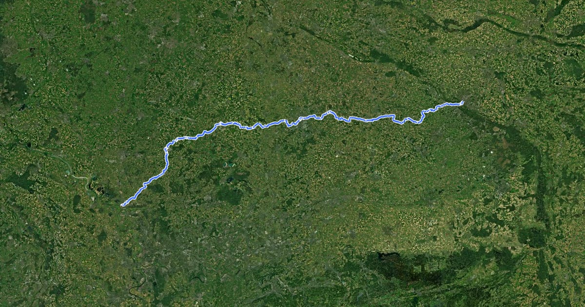 Маршрут Jakobs-Pilgerweg Bielefeld-Wesel на спутниковом снимке