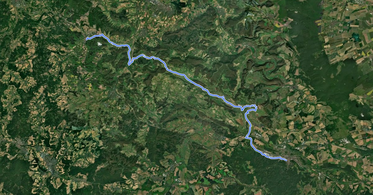 Маршрут Jakobs-Pilgerweg Eisenach - Marburg (Teilstück Eisenach - Waldkappl) на спутниковом снимке