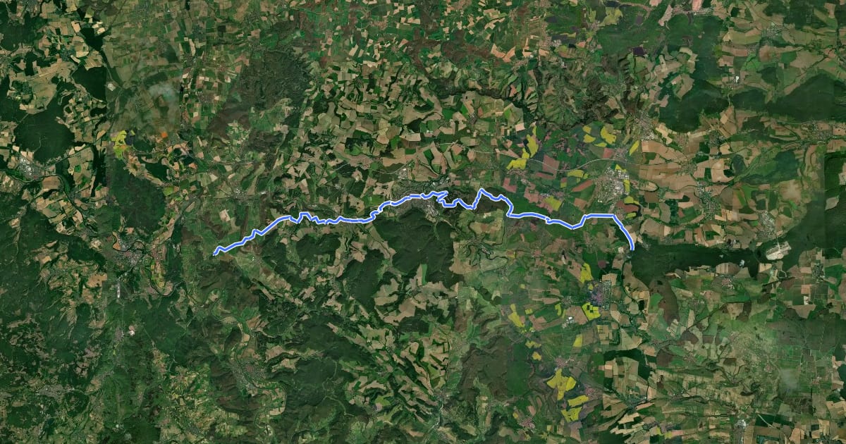 Маршрут Jakobs-Pilgerweg Heidenstraße (Eichsfeld) на спутниковом снимке