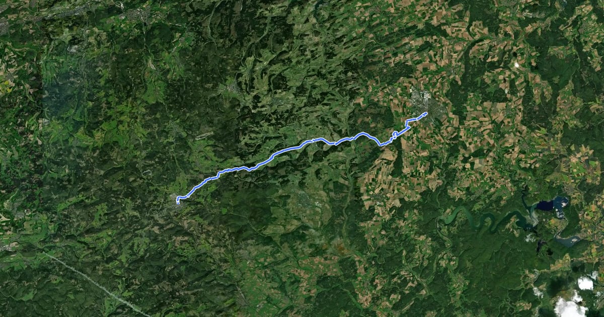 Маршрут Jakobs-Pilgerweg Heidenstraße (Teilstück Leipzig - Halle - Kassel - Korbach - Winterberg) на спутниковом снимке