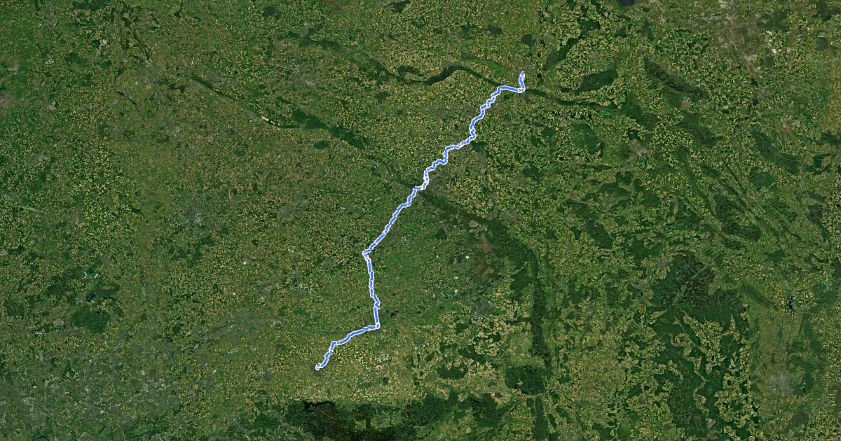 Маршрут Jakobs-Pilgerweg Minden-Soest на спутниковом снимке