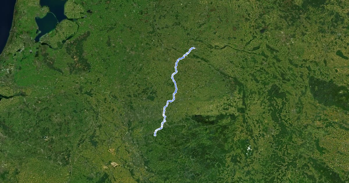 Маршрут Jakobs-Pilgerweg Osnabrück-Beyenburg на спутниковом снимке