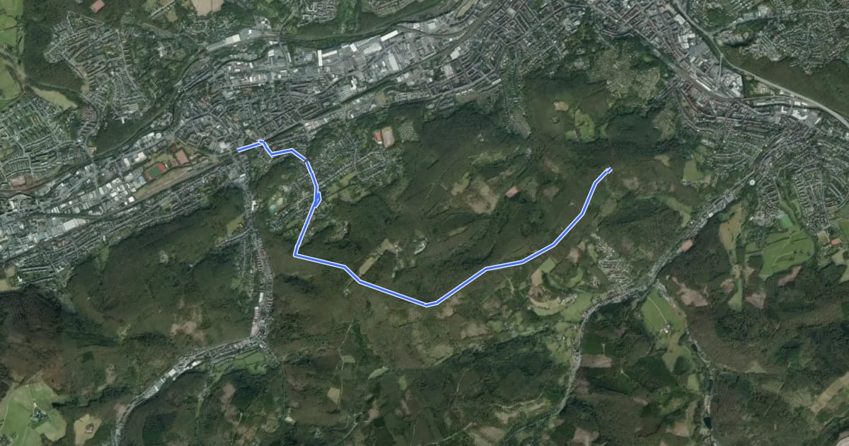 Маршрут Jakobs-Pilgerweg Variante Haspe - Hagen на спутниковом снимке