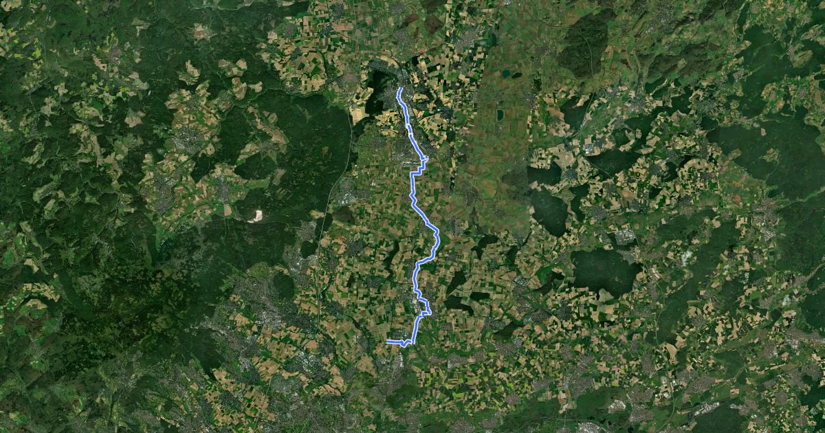 Маршрут Jakobspilgerweg Marburg - Frankfurt (Teilstück Bad Nauheim - Bad Vilbel) на спутниковом снимке