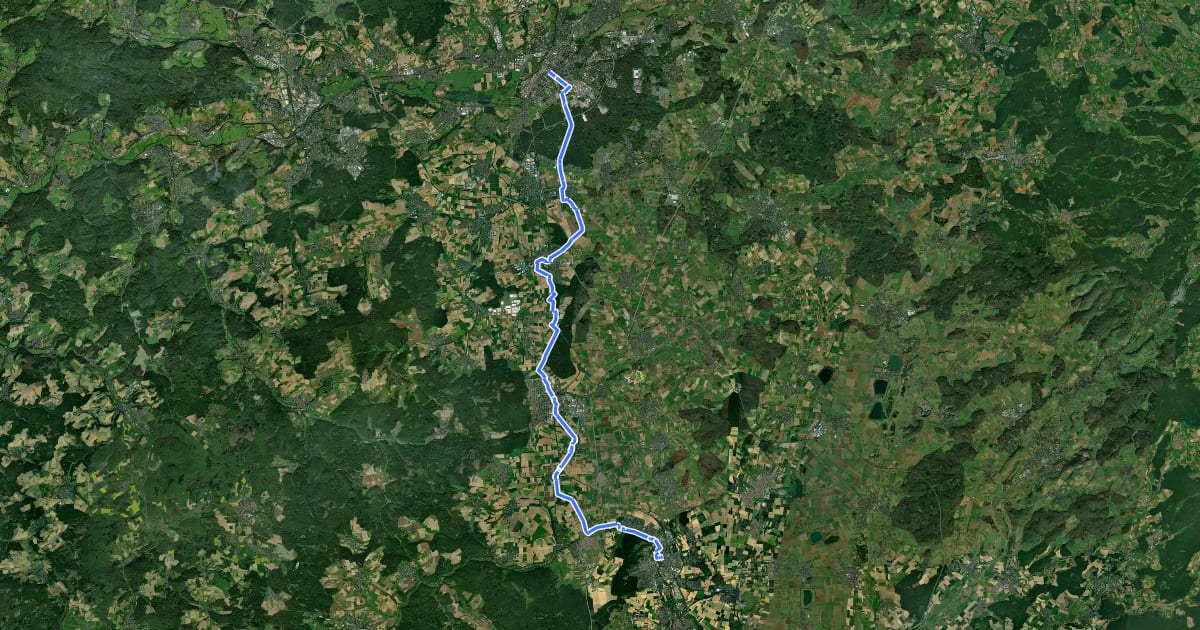 Маршрут Jakobspilgerweg Marburg - Frankfurt (Teilstück Gießen - Bad Nauheim) на спутниковом снимке