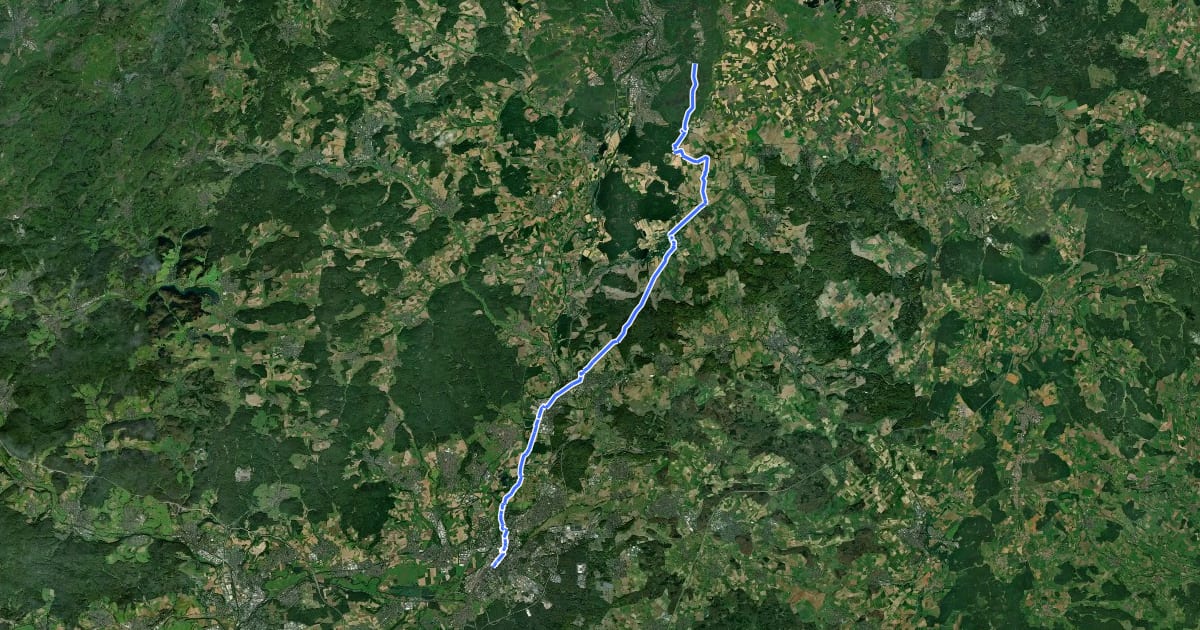 Маршрут Jakobspilgerweg Marburg - Frankfurt (Teilstück Marburg - Gießen) на спутниковом снимке