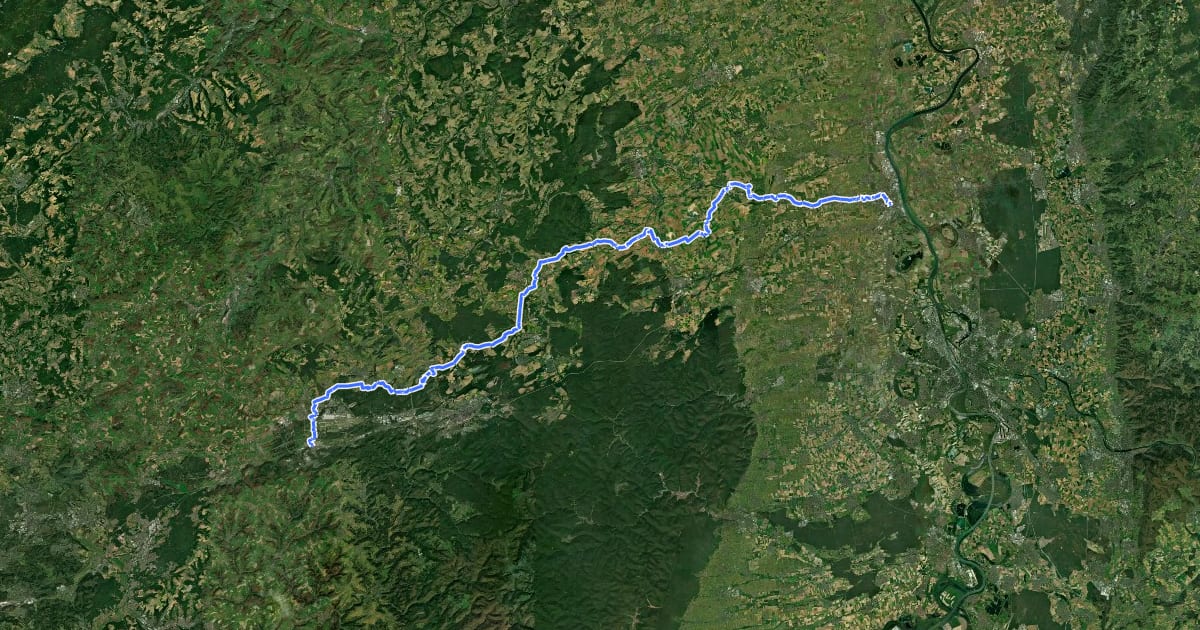 Маршрут Jakobspilgerweg Rheinhessen Pfalz "Klosterroute Worms-Metz Nordspange" на спутниковом снимке