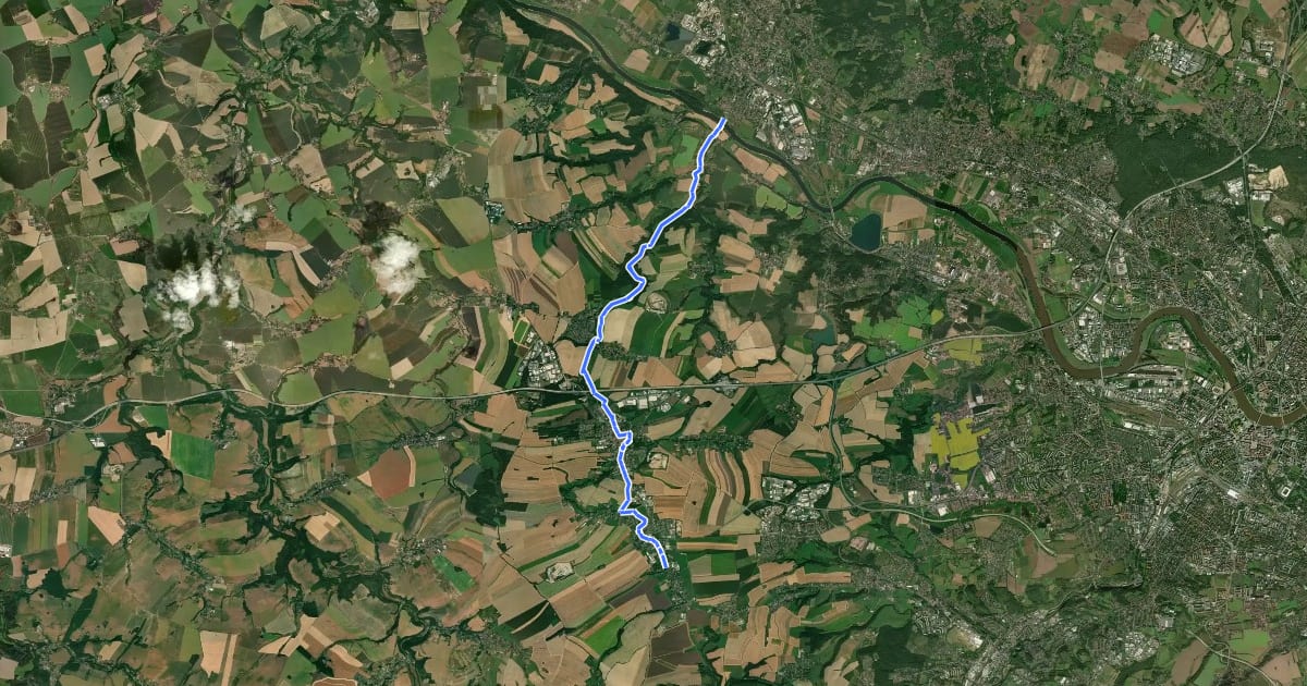 Маршрут Jakobsweg an der Frankenstraße, Coswig-Grumbach на спутниковом снимке