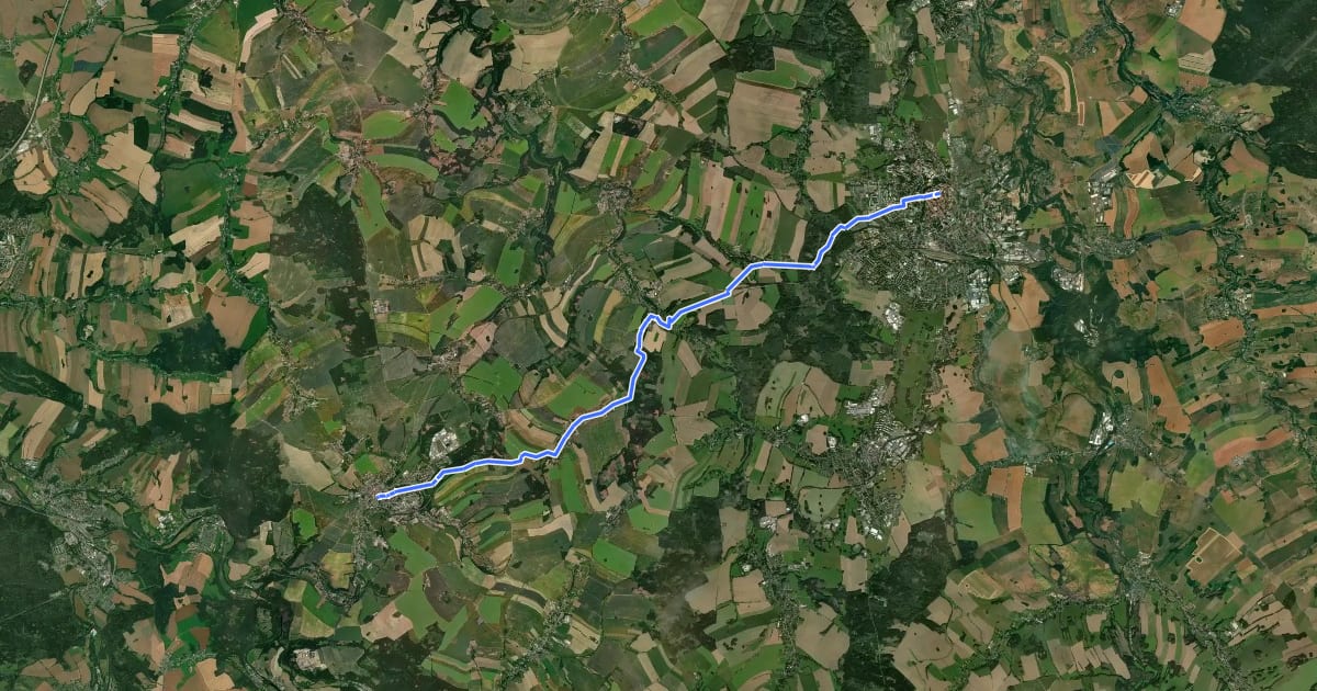Маршрут Jakobsweg an der Frankenstraße, Freiberg-Oederan на спутниковом снимке