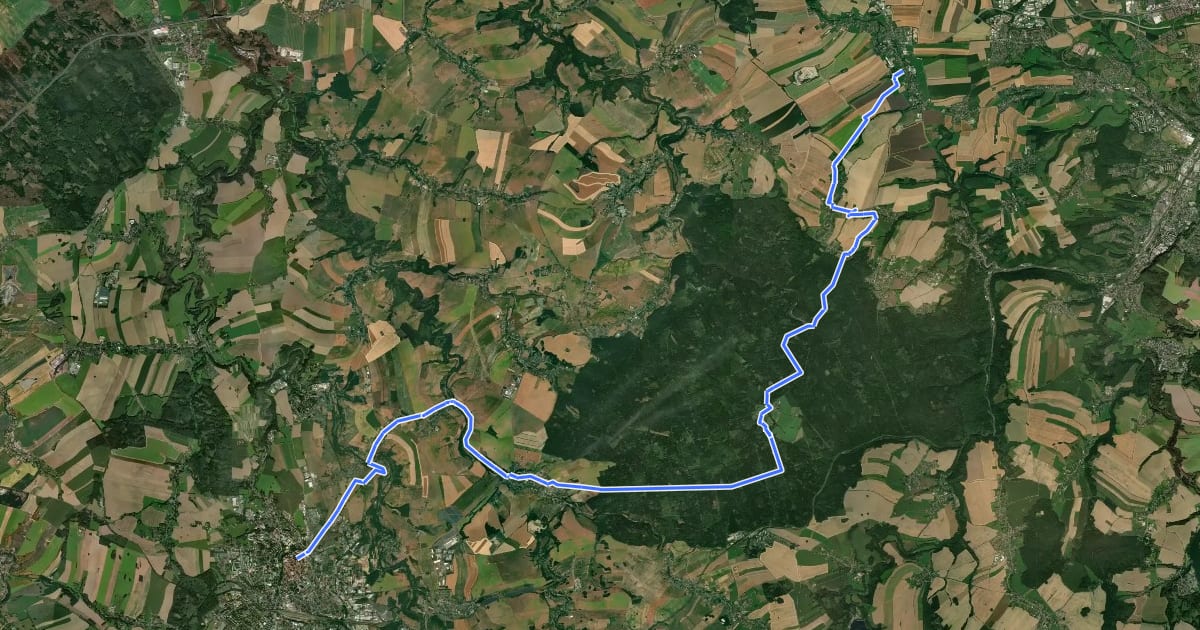 Маршрут Jakobsweg an der Frankenstraße, Grumbach-Freiberg на спутниковом снимке