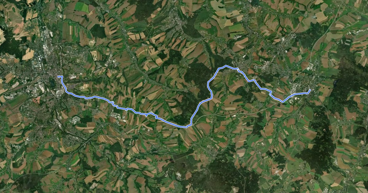 Маршрут Jakobsweg an der Frankenstraße, Stollberg-Zwickau на спутниковом снимке