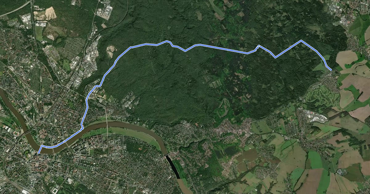 Маршрут Jakobsweg an der Frankenstraße, Ullersdorf-Dresden на спутниковом снимке