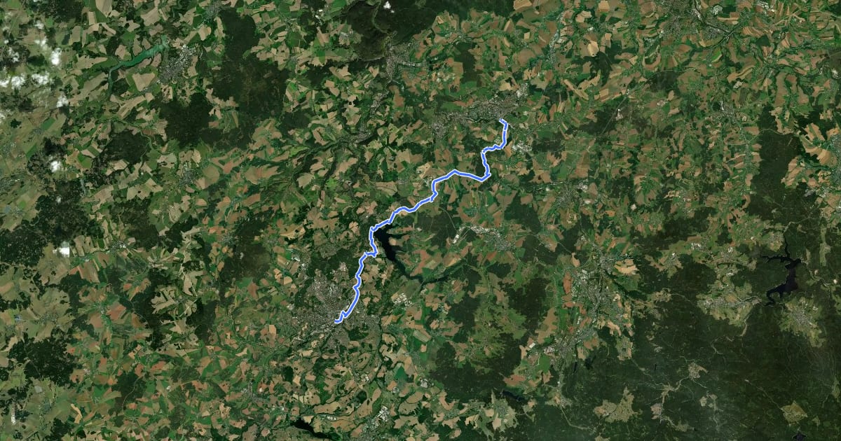 Маршрут Jakobsweg auf der «Via Imperii», Reichenbach-Plauen на спутниковом снимке