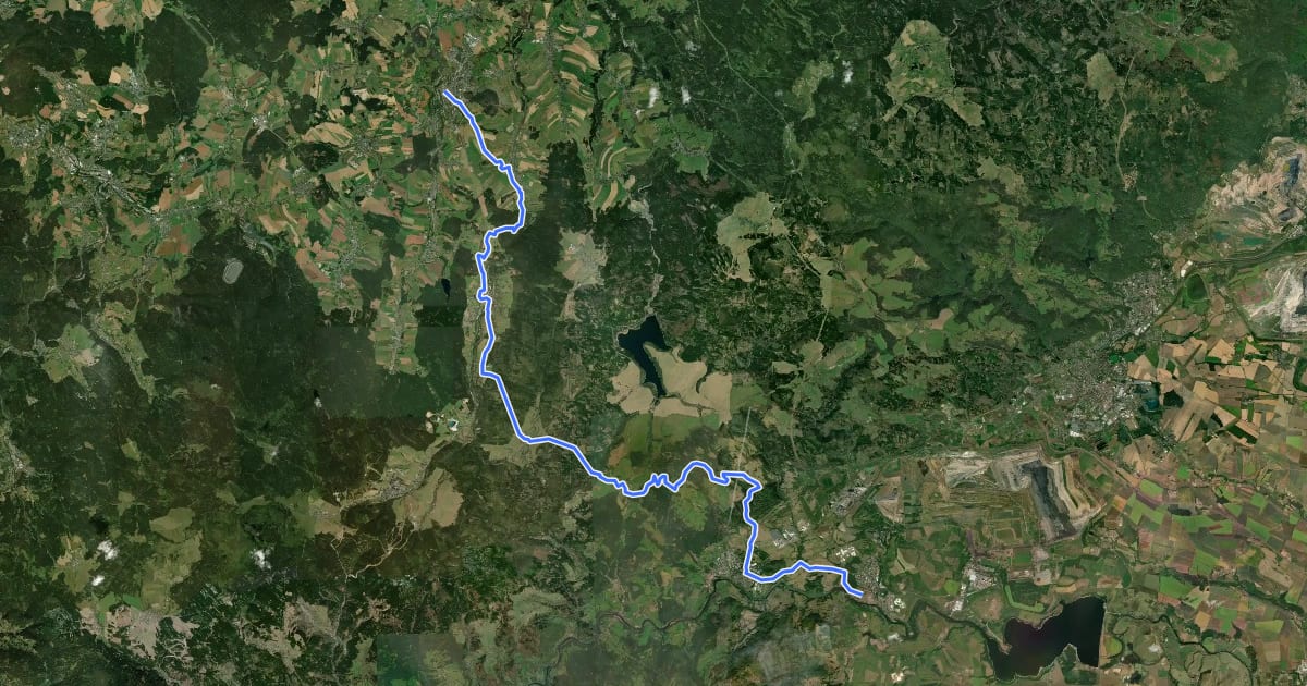 Маршрут Jakobsweg Böhmisches Erzgebirge на спутниковом снимке