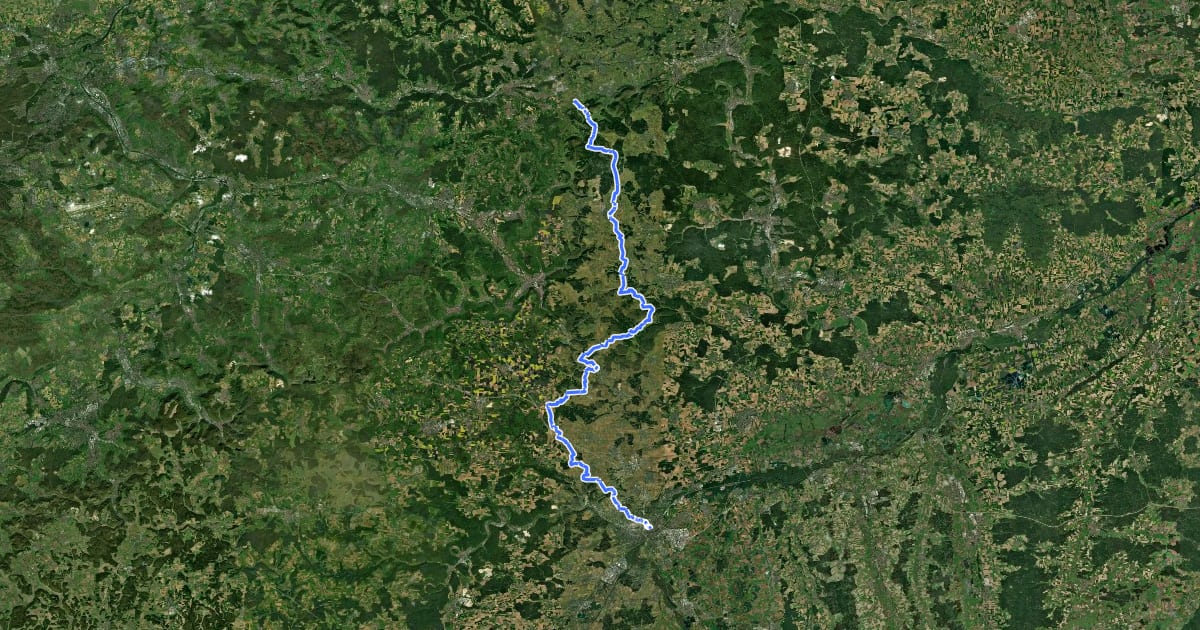 Маршрут Jakobsweg Bargau - Ulm на спутниковом снимке
