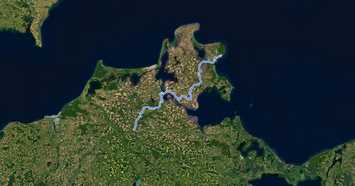Маршрут Jakobsweg, Birgittaweg Sassnitz (Rügen) Tribsees на спутниковом снимке