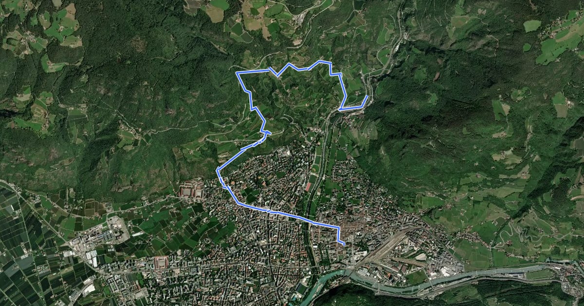 Маршрут Jakobsweg Bozen - Cammino di San Giacomo Bolzano на спутниковом снимке