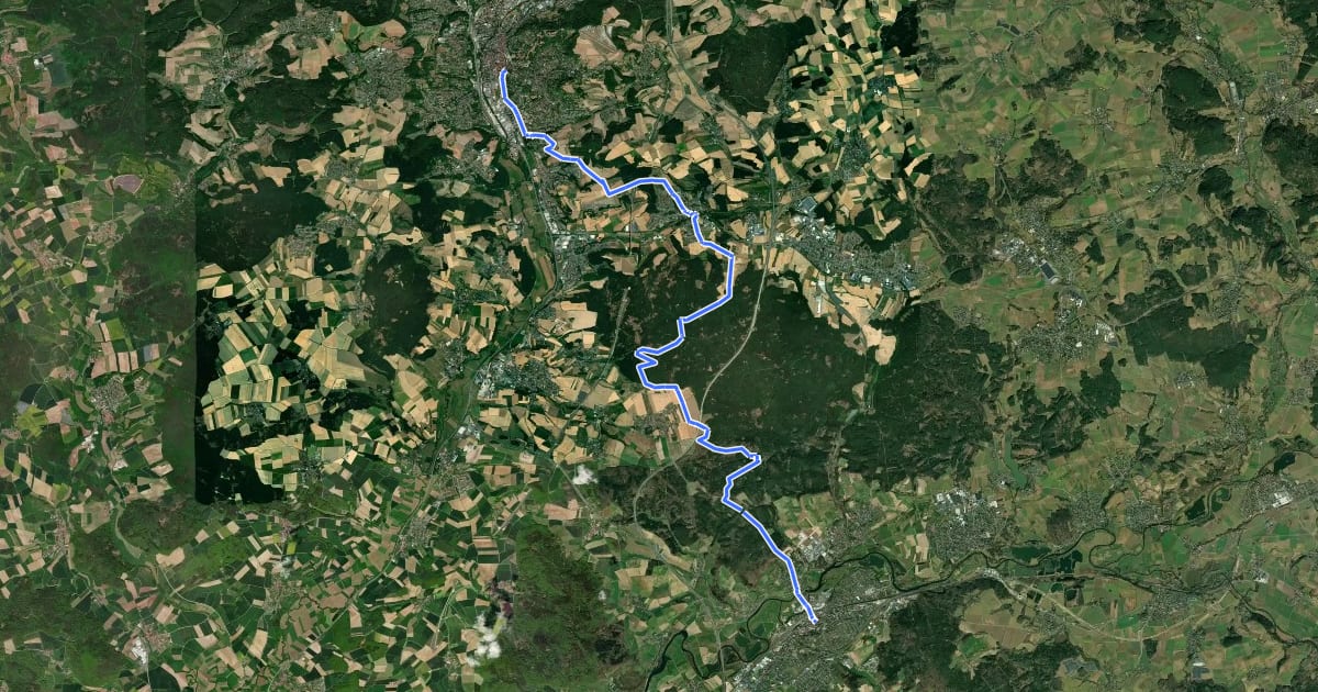 Маршрут Jakobsweg Coburg-Lichtenfels на спутниковом снимке