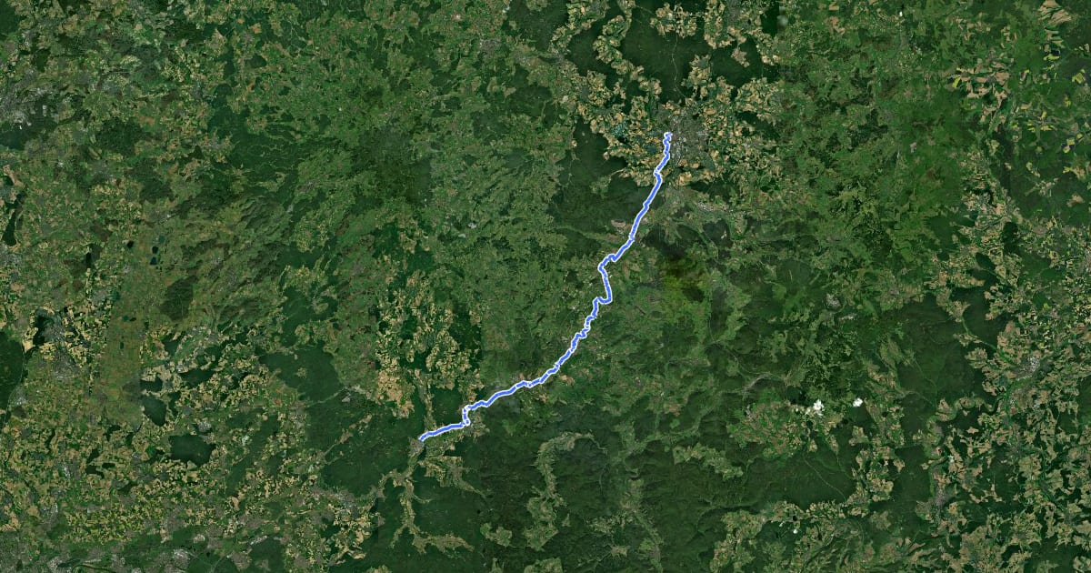 Маршрут Jakobsweg Fulda - Frankfurt - Mainz (Teilstrecke Fulda - Wächtersbach) на спутниковом снимке