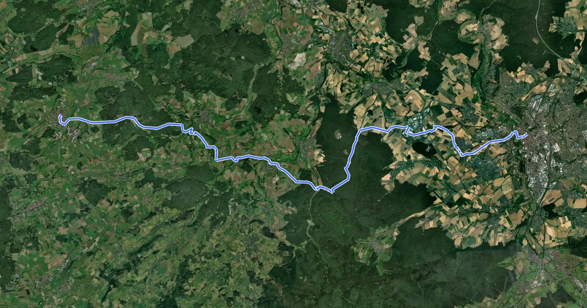 Маршрут Jakobsweg - Fulda-Herbstein на спутниковом снимке